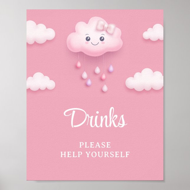 Weich rosa Himmel weiße Wolke neunen Babygetränke Poster (Vorne)