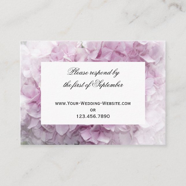 Weich rosa Hydrangea Wedding RSVP Response Card Begleitkarte (Vorderseite)