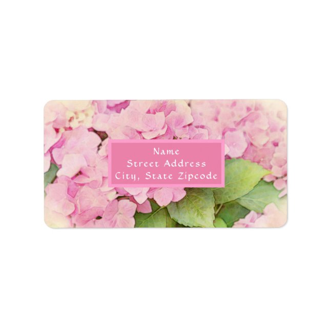 Weich rosa Hydrangeas Adressaufkleber (Vorne)