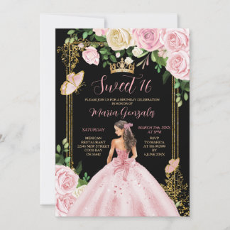 Weich rosa Kronprinzessin Girl 16 . Geburtstag Einladung