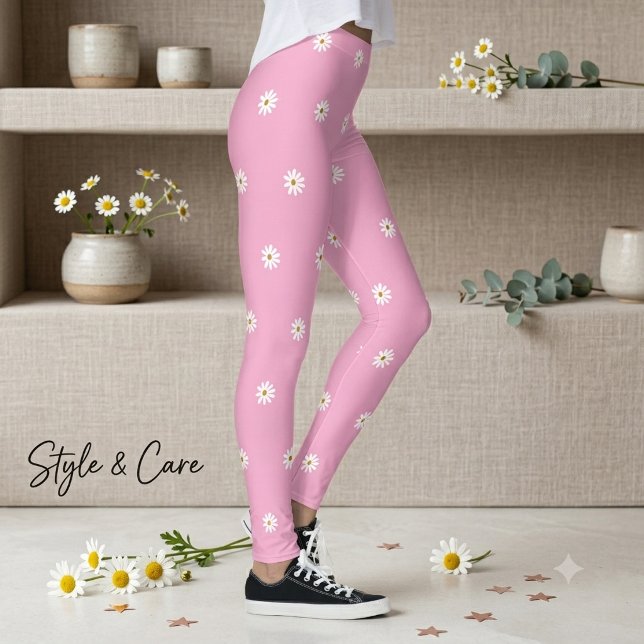 Weich rosa Leggings mit blühendem Blume-Muster (Soft Pink Leggings with Blooming Flower Pattern)