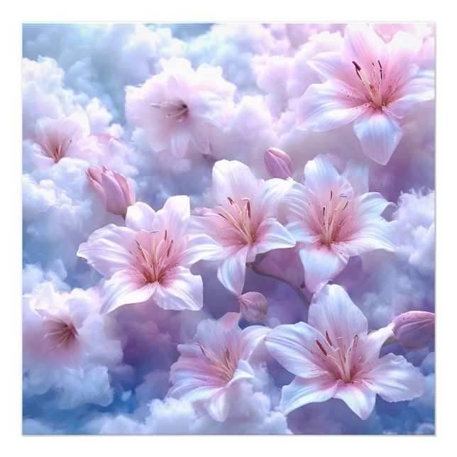 Weich rosa Lilien Fotodruck (Vorne)