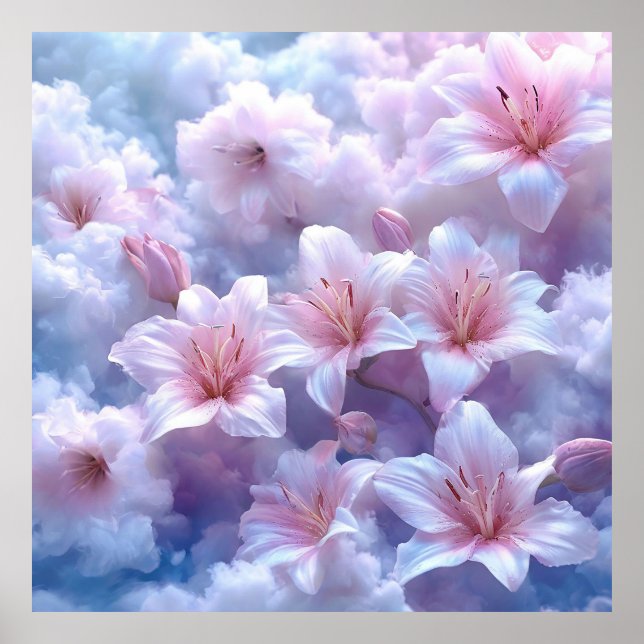 Weich rosa Lilien Poster (Vorne)