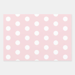 Weich rosa mit weißen Polka-Punkten Geschenkpapier Set