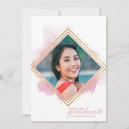 Weich rosa Pastell und goldener Diamant Abschluss  Einladung