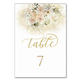 Weich rosa romantische Goldkalligraphie Tischnummer