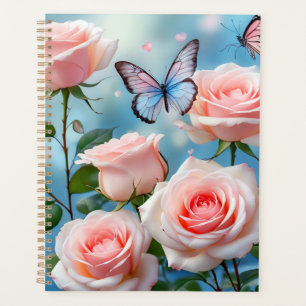 Weich rosa Rose Blume Blauer Schmetterling Planer