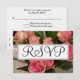 Weich rosa Rose Blume Silver Wedding RSVP Karte