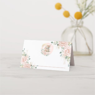 Weich rosa Rose Blumenstrauß Tee Party Platzkarte