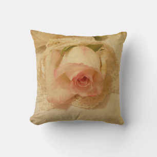 Weich rosa Rose und Vintages Kissen