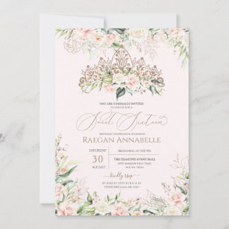 Weich rosa Rosen Elegant Sweet 16 Geburtstag in Einladung