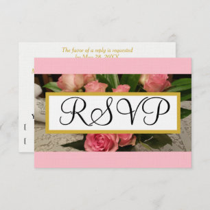 Weich rosa Rosen Silver Wedding RSVP Gold