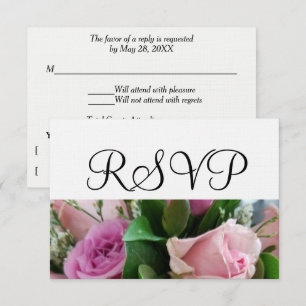 Weich rosa Rosen Weiße Hochzeit RSVP Karte