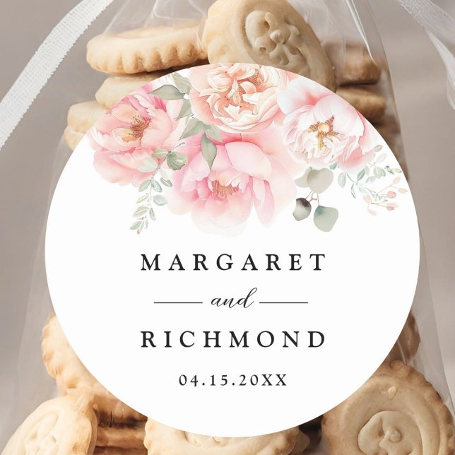 Weich rosa Rosengarten Blumenzehen Runder Aufkleber (Von Creator hochgeladen)