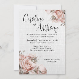 Weich rosa Roses Elegante Hochzeit Einladung