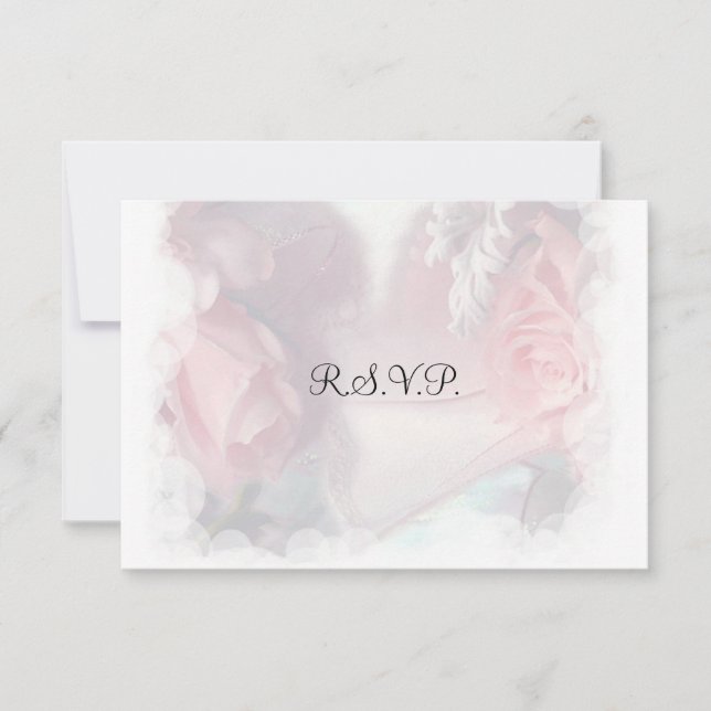 Weich rosa Roses Wedding RSVP (Vorderseite)