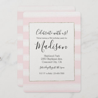 Weich rosa Streifen Wasserfarbe Geburtstag Einladung
