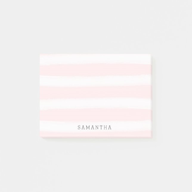 Weich rosa Streifen Wasserfarbe Post-it Klebezettel (Vorderseite)