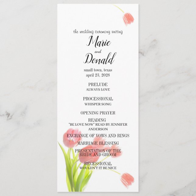 Weich rosa Tulissen Programm (Vorderseite)