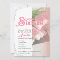 Weich rosa Tulpe elegant 16 Einladung