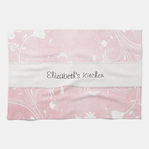 Weich rosa u. weiße Blumen personalisiert Handtuch