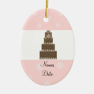 Weich rosa und Schokolade Hochzeitstorte Keramikornament