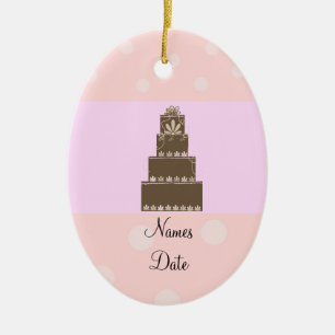Weich rosa und Schokolade Hochzeitstorte Keramikornament