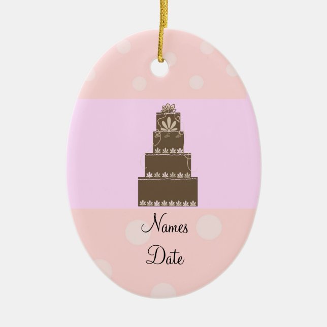Weich rosa und Schokolade Hochzeitstorte Keramikornament (Vorne)