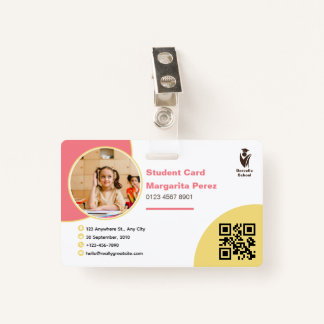 Weich rosa und sonnig gelb Student ID card Abzeich Ausweis