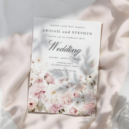 Weich rosa und weiß Elegant Blumen Blumenzehen Einladung