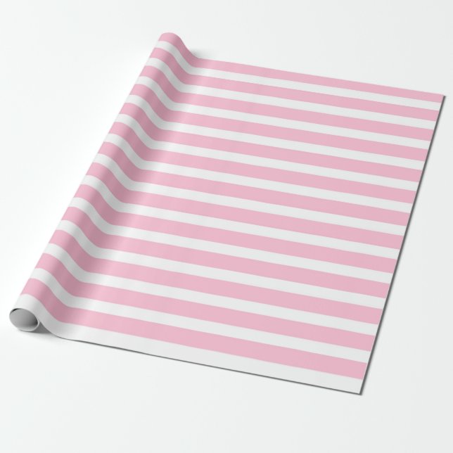 Weich rosa und Weiß Stripes Packpapier (Ungerollt)