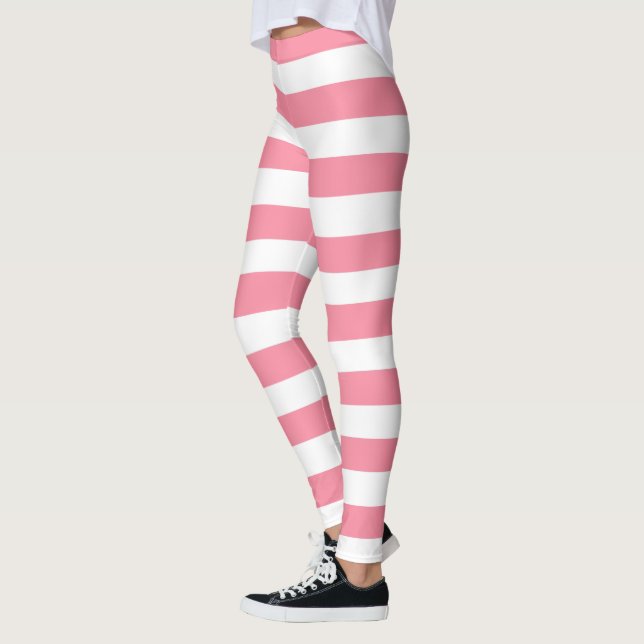 Weich rosa und weiße Streifen Leggings (Links)