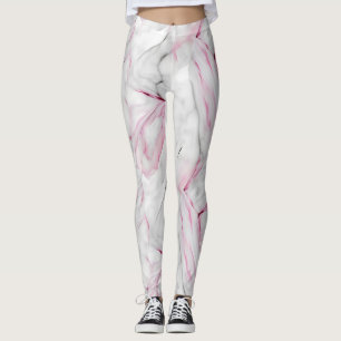 Weich rosa und weißer Marmor Leggings