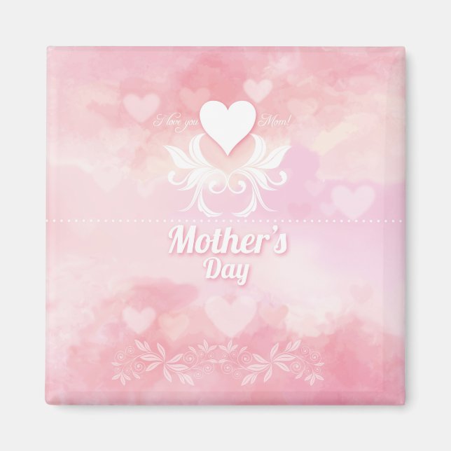 Weich rosa und weißer Muttertag Magnet (Vorne)