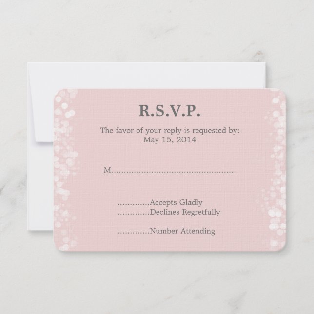 Weich rosa und weißes Bokeh Wedding RSVP Karte (Vorderseite)