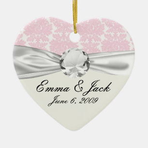 Weich-rosa-weiße geblüht Damastmuster Keramikornament