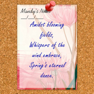 Weich rosa zartes florales Trendy 4" x 6" Post-it Klebezettel