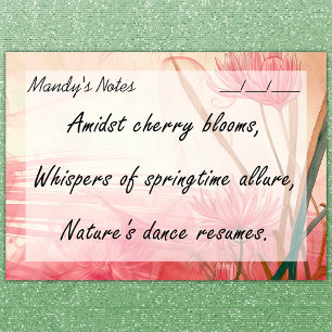 Weich rosa zartes florales Trendy 4 Zoll x 3 Zoll Post-it Klebezettel