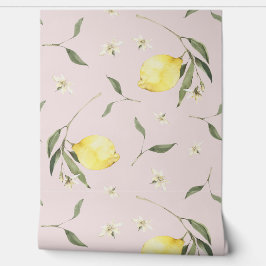 Weich rosa Zitronenfrucht Muster Tapete