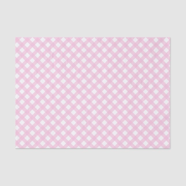 Weich rosafarbenes Gingham Pattern-Gewebe Seidenpapier (Vorderseite)