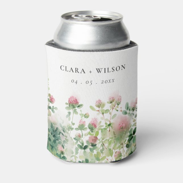 Weich subtile Pink Wasserfarbe Blumengarten Hochze Dosenkühler (Kanne Rückseite)