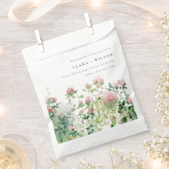 Weich subtile Pink Wasserfarbe Blumengarten Hochze Geschenktütchen (Ausgeschnitten)