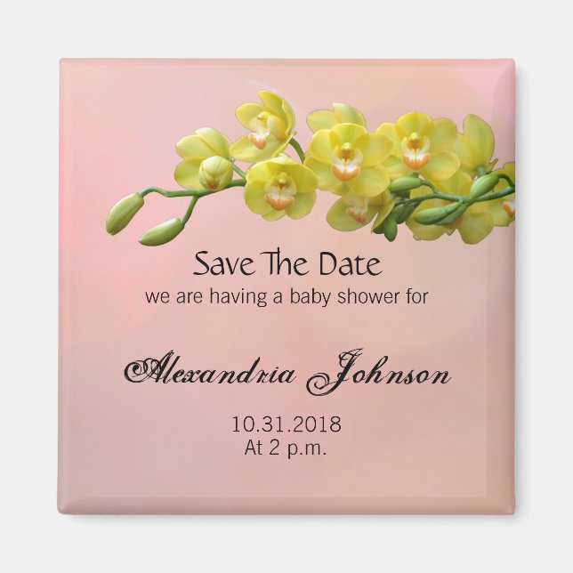Weich Sweet Pink Pastel Save the Date Babydusche Magnet (Vorne)