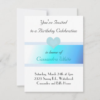 Weich Türkis und Blauer Geburtstag Einladung