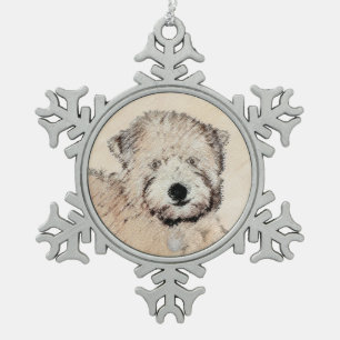 Weich überzogene Drahtgitter Terrier Malerei Origi Schneeflocken Zinn-Ornament