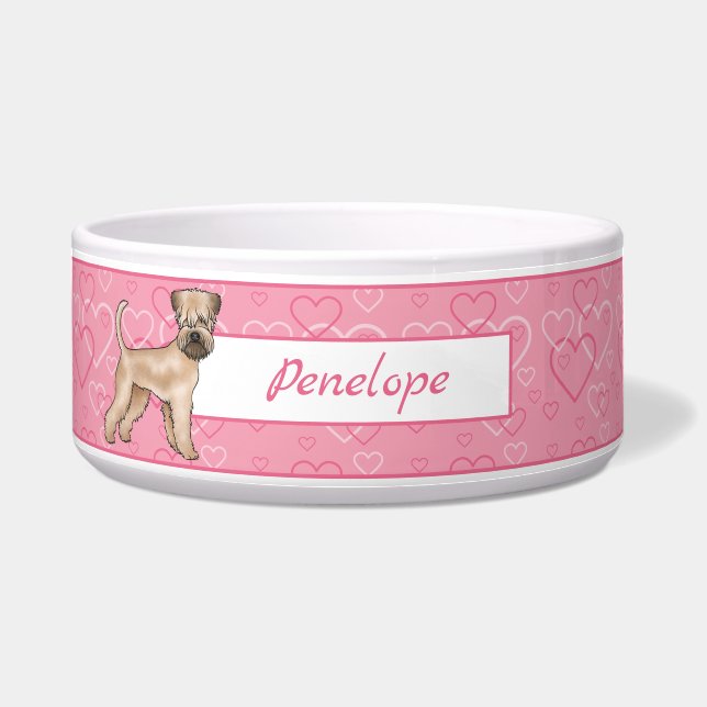 Weich überzogene, rosa Gelenke und Name Napf (Vorderseite)