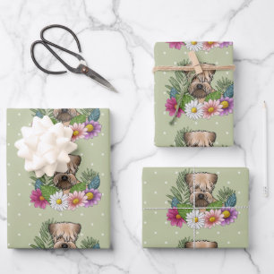 Weich überzogene Wheaten Terrier farbenfrohe Blume Geschenkpapier Set