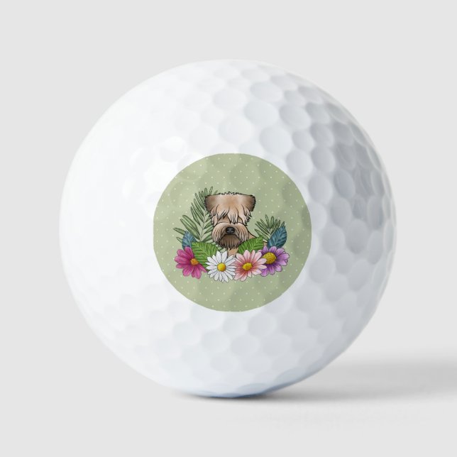 Weich überzogene Wheaten Terrier farbenfrohe Blume Golfball (Vorderseite)