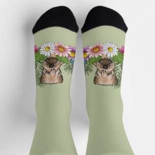 Weich überzogene Wheaten Terrier farbenfrohe Blume Socken
