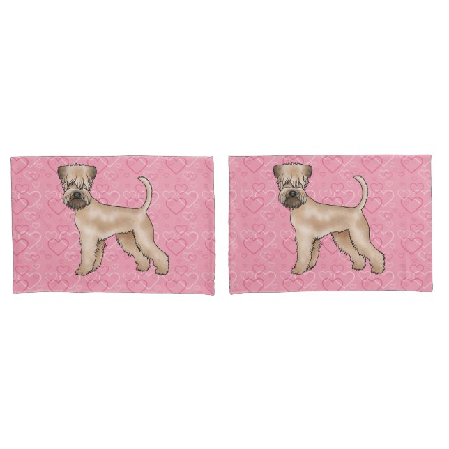 Weich überzogene Wheaten Terrier Hund Liebe Herzmu Kissenbezug (Vorderseite-Set)